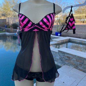 matching sheer lingerie black/pink